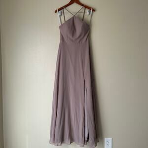 🥶 Azazie Bailey Bridesmaid Taupe Dress Size A6